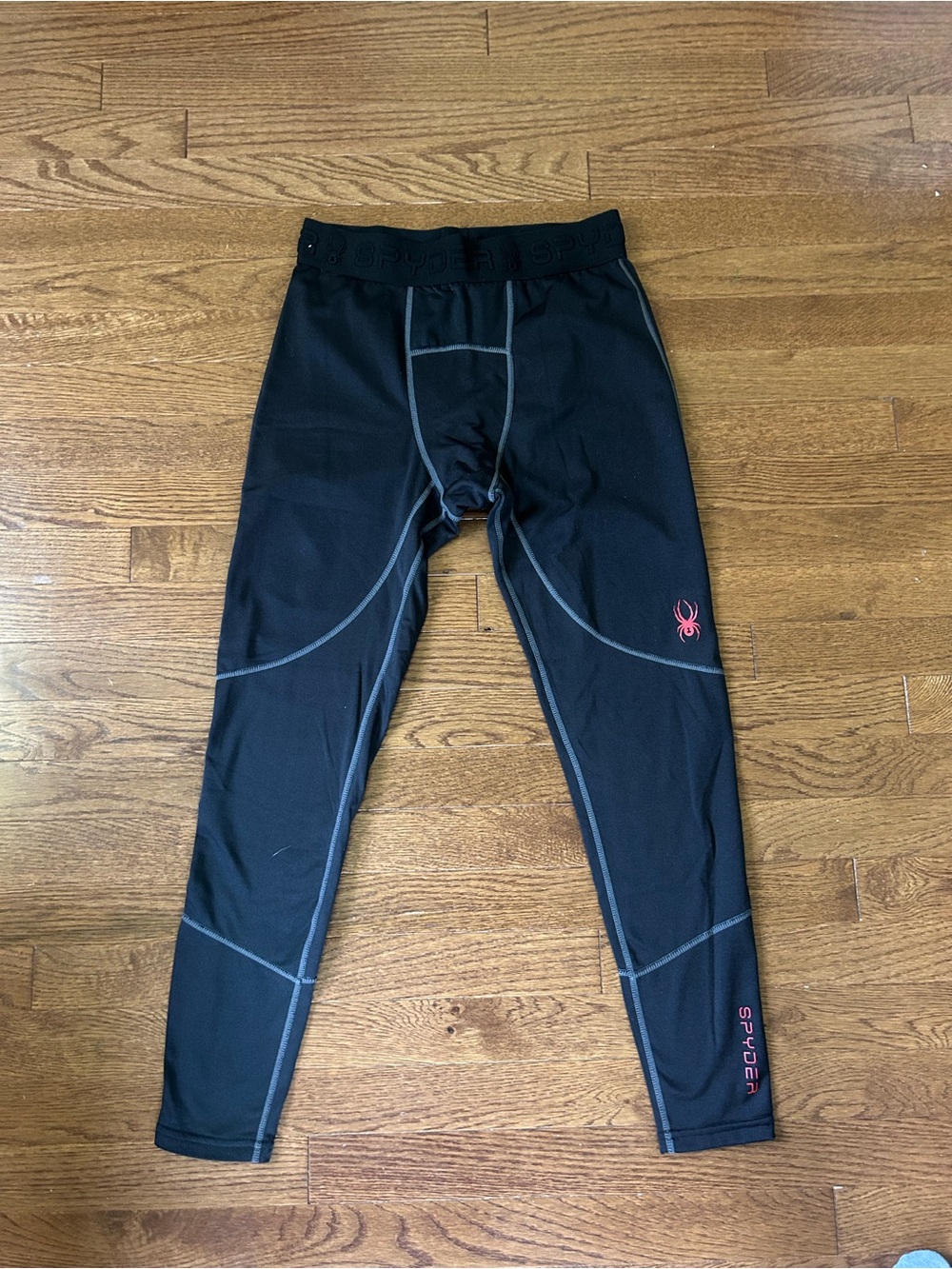 Spyder Black Men’s Performance Compression Tights with Red Logo